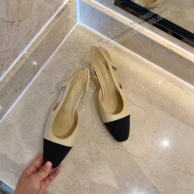 Chanel女鞋 香奈兒時尚經典涼鞋 Chanel羊皮中跟涼鞋  naq1050